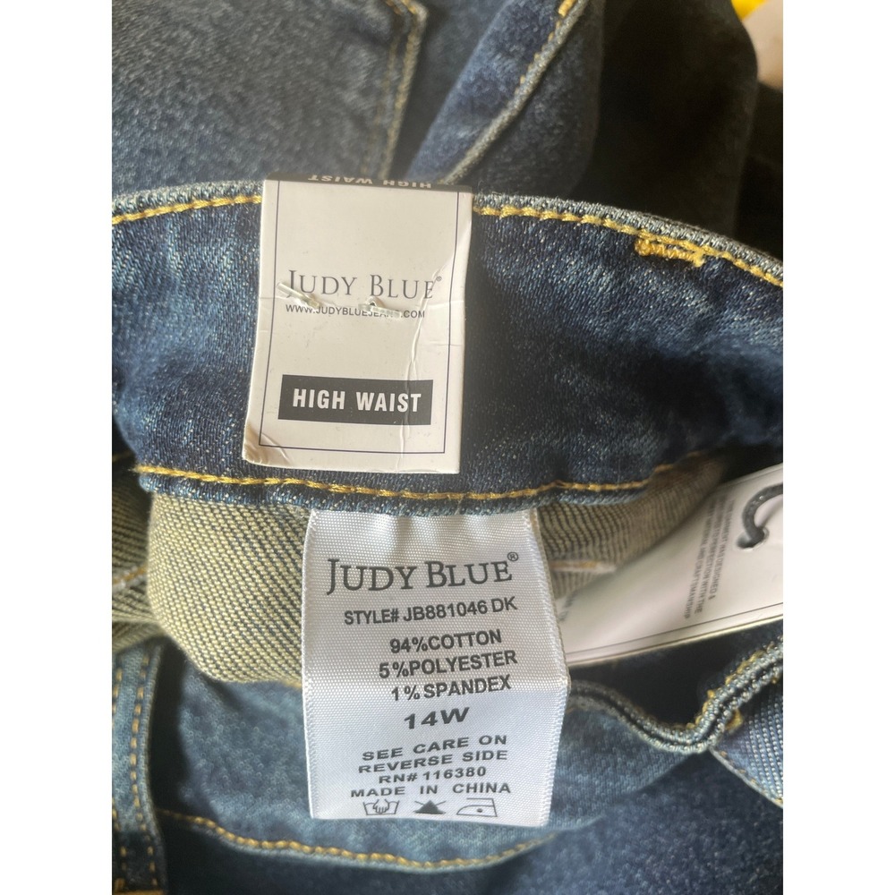 Judy Blue Retro Statement Patch Pocket Barrel Leg Palazzo Raw Hem 14W Hippie - Picture 10 of 11